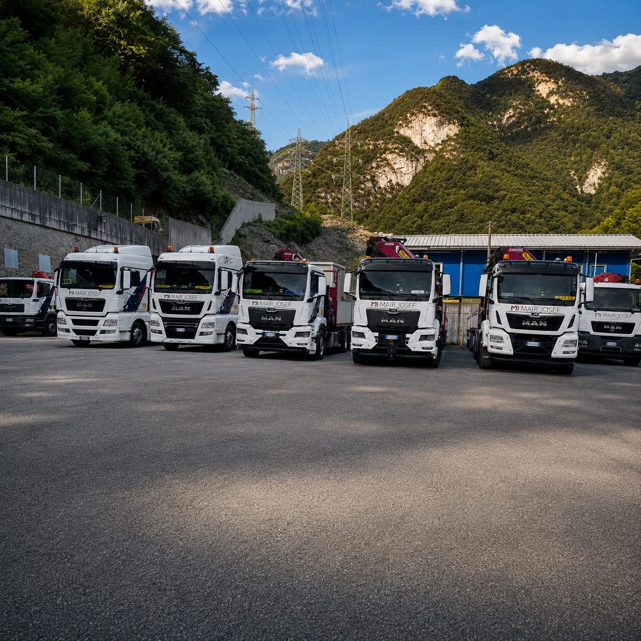 Fuhrpark der Mair Josef GmbH mit mehreren MAN-LKW